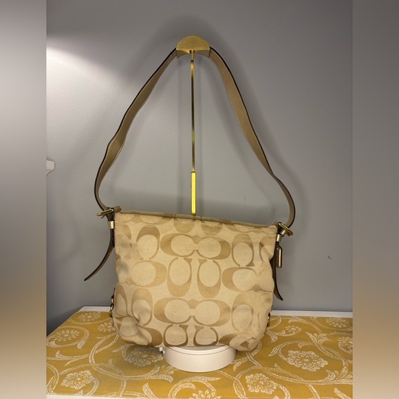 Coach Handbags - Coach Beige and Gold Signature Shoulder Bag 2011